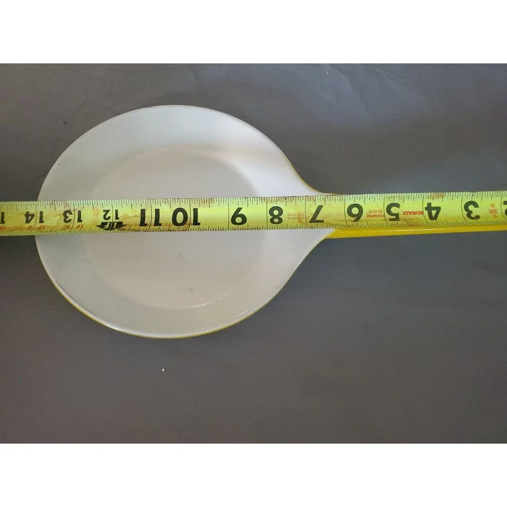 Copco Denmark Cast Iron Skillet Fry Pan Yellow White Enamel Cookware MCM 7.5